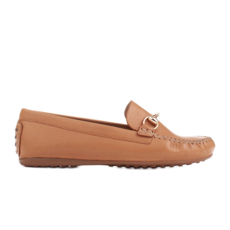 Marco Shoes Loafers med gyllene ornament beige