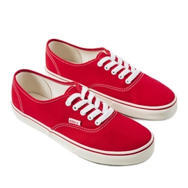 Röda herrsneakers i lin