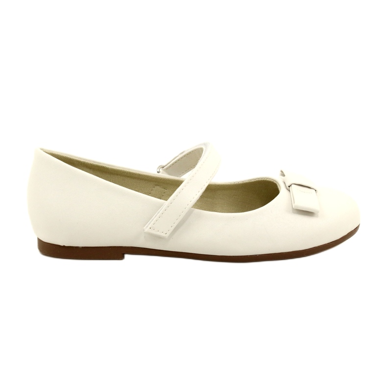 Vita balettlägenheter med kardborrerosett