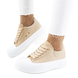Bruna sneakers på Venancia-plattformen beige kaki