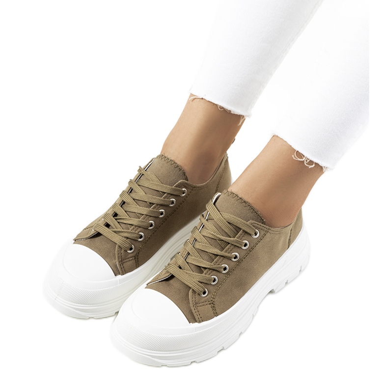 Gröna sneakers med chunky Prenzel-sula