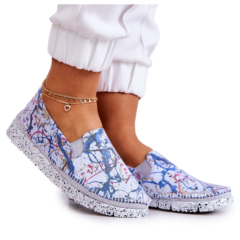 Dam Läder Slip-On Skor Maciejka 03512-39 Blå