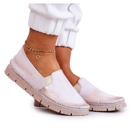 Slip-on läderskor för kvinnor Maciejka 03512-28 Ljusrosa