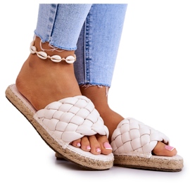 Läderflätade tofflor Big Star JJ274922 Beige