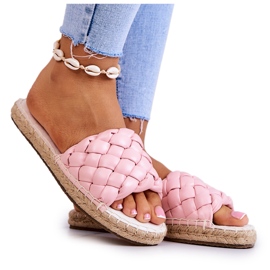 Läderflätade tofflor Big Star JJ274921 Rosa