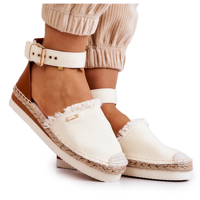 Espadrillor för damer med spänne Big Star JJ274886 Ljus beige