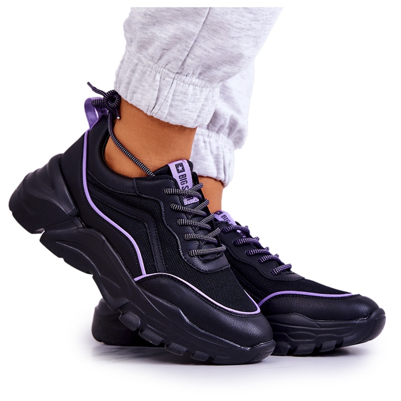 Memory Foam Big Star JJ274786 Svarta sportskor violett