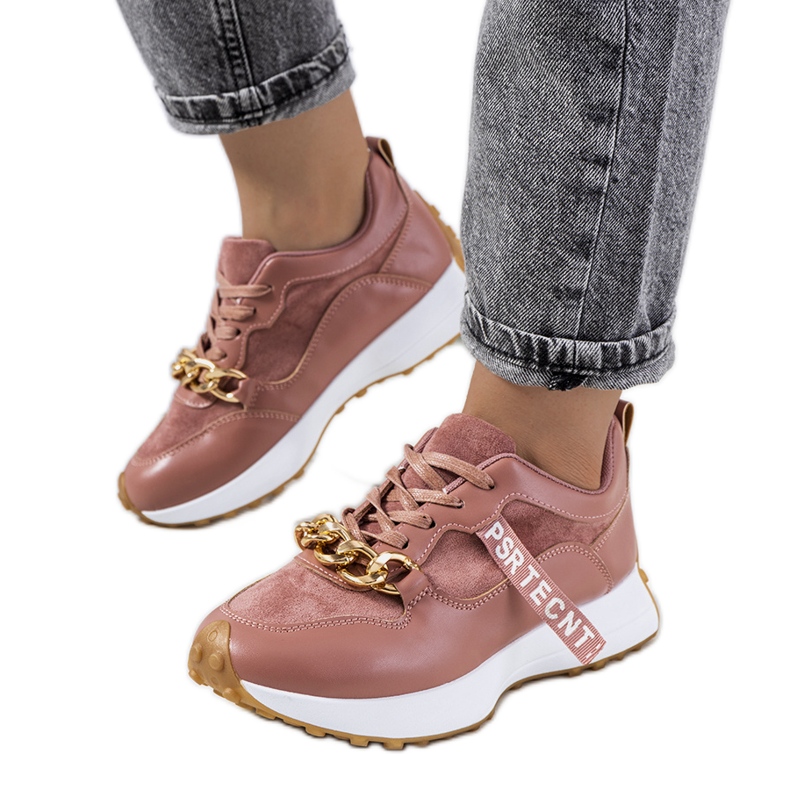 Saminas rosa sneakers med kedja