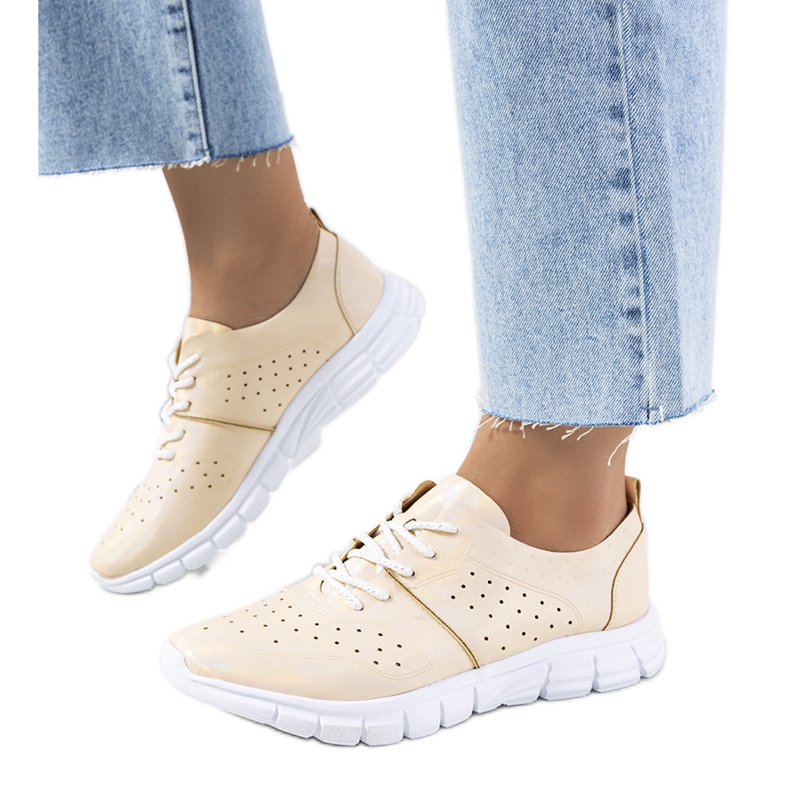 Enid Gold holografiska tränare beige gyllene