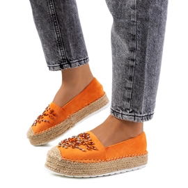 Orange espadrillor med Leer cubic zirconia