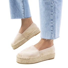 Beige Capelle genombrutna espadrillor