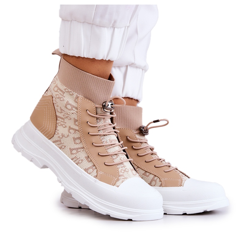 FW1 Fashionabla Sneakers High Sock Beige Collin