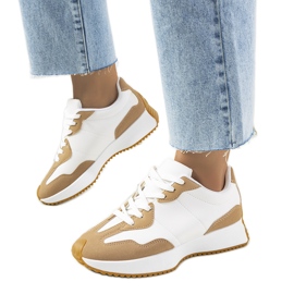 Beige Cohen damsneakers vit