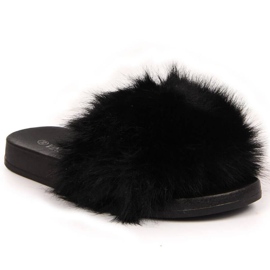 Svarta Vinceza W JAN97A pälstofflor