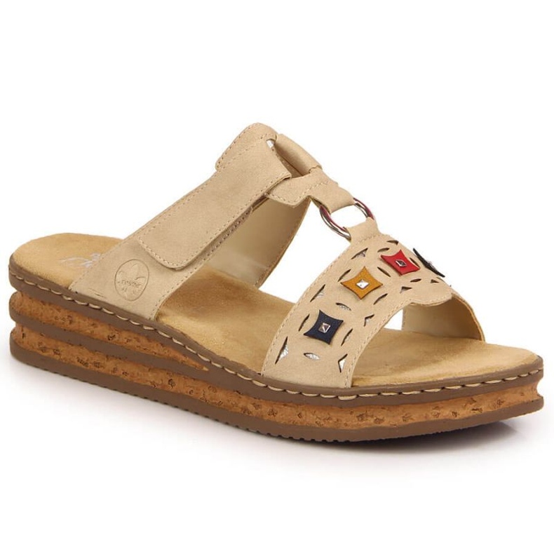 Rieker W RKR517 beige wedge tofflor