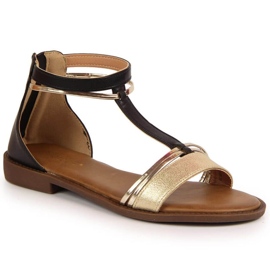 Romerska sandaler Potocki W WOL73A svarta gyllene