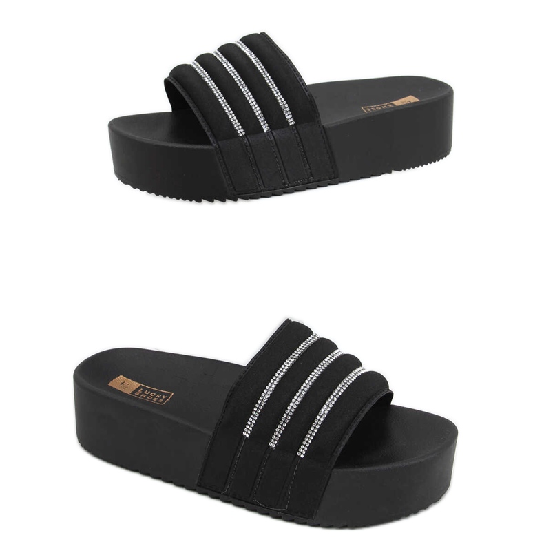 Leah Black flipflops med hög sula svart