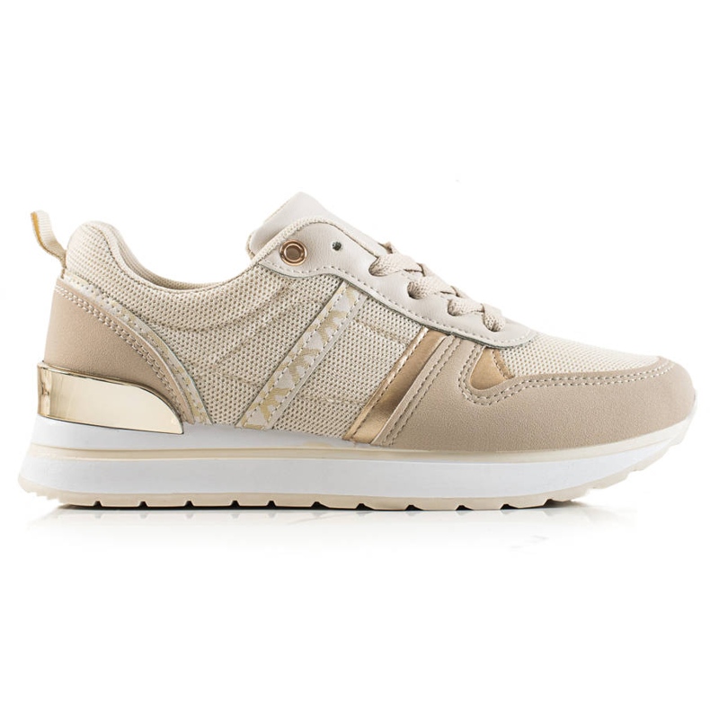 Sweet Shoes Klassiska bekväma sneakers beige gyllene