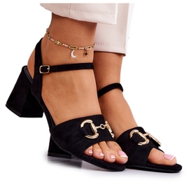 S.Barski Högklackade mockasandaler med svart Darlen-dekoration