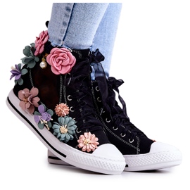 LU BOO High-top Sneakers Med Blommor Svart Sellin