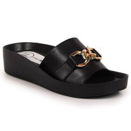 Skinntofflor med kedja Filippo W PAW345A svart