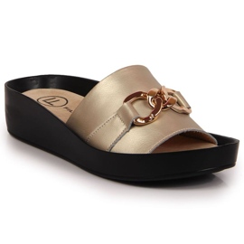 Skinntofflor med kedja Filippo W PAW345B gyllene