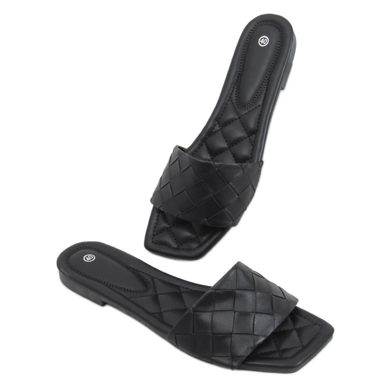 Sahar Svarta tofflor med fyrkantssulor