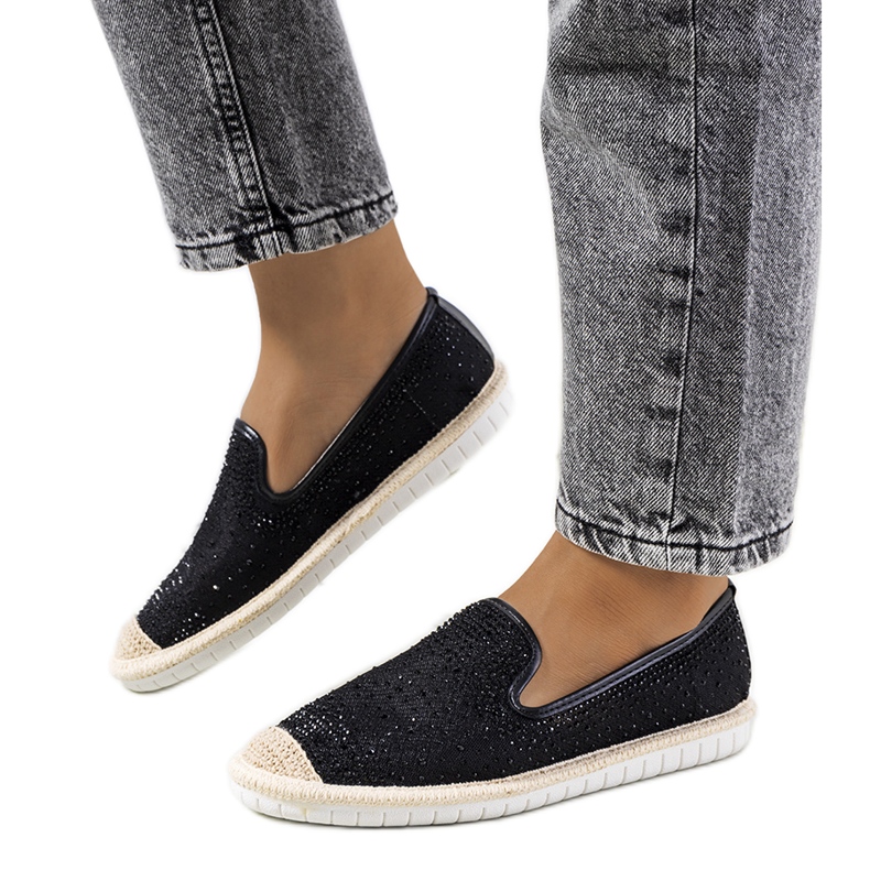 Svarta espadrillor med Punter cubic zirconia