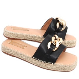 Espadrillos med Doria Black kedja svart
