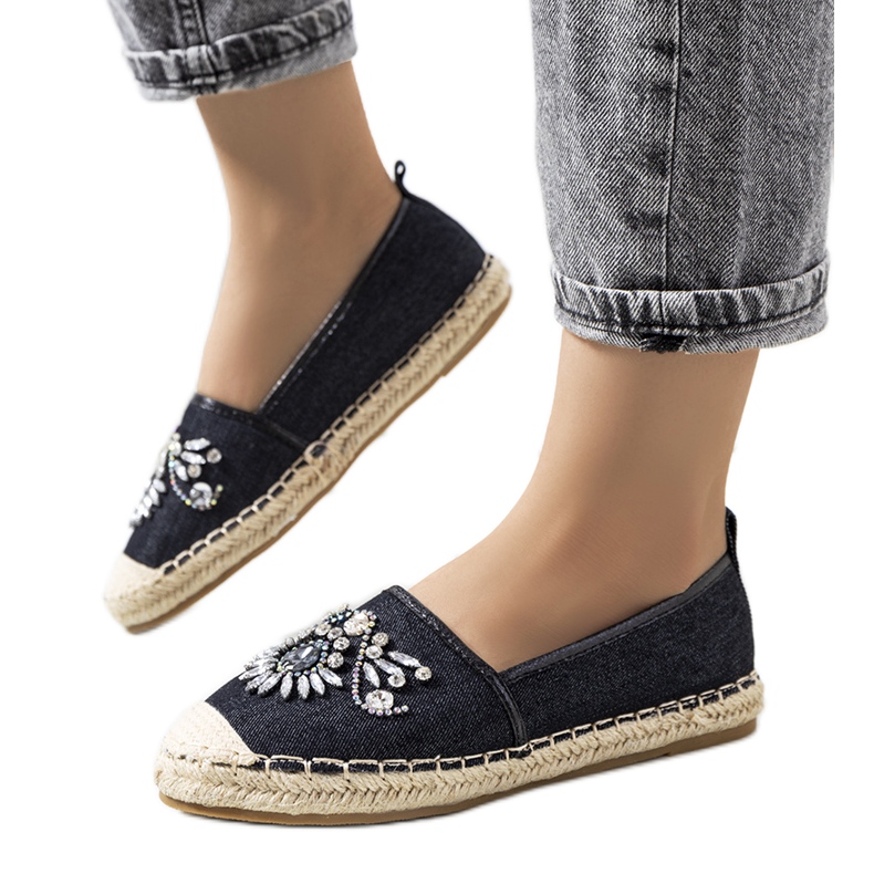 Svarta espadrillor med cubic zirconias Block