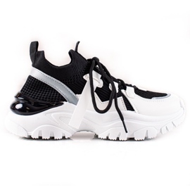 TRENDI Bekväma sneakers med snörning vit svart