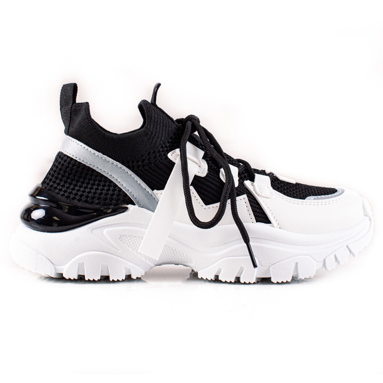 TRENDI Bekväma sneakers med snörning vit svart