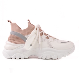 TRENDI Bekväma sneakers med snörning vit rosa