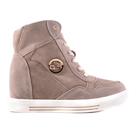 Filippo Sneakers med kil i läder beige