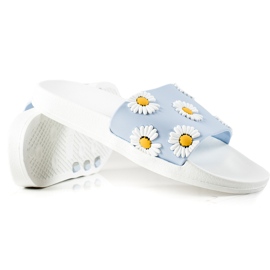 TRENDI Blå-vita flip-flops med tusenskönor