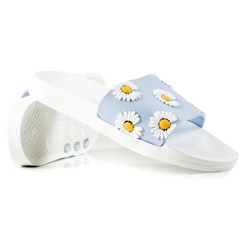 TRENDI Blå-vita flip-flops med tusenskönor