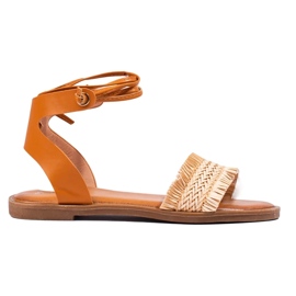 Knutna sandaler beige