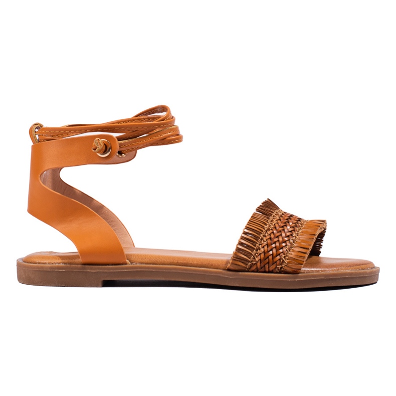 TRENDI Knutna sandaler brun gul