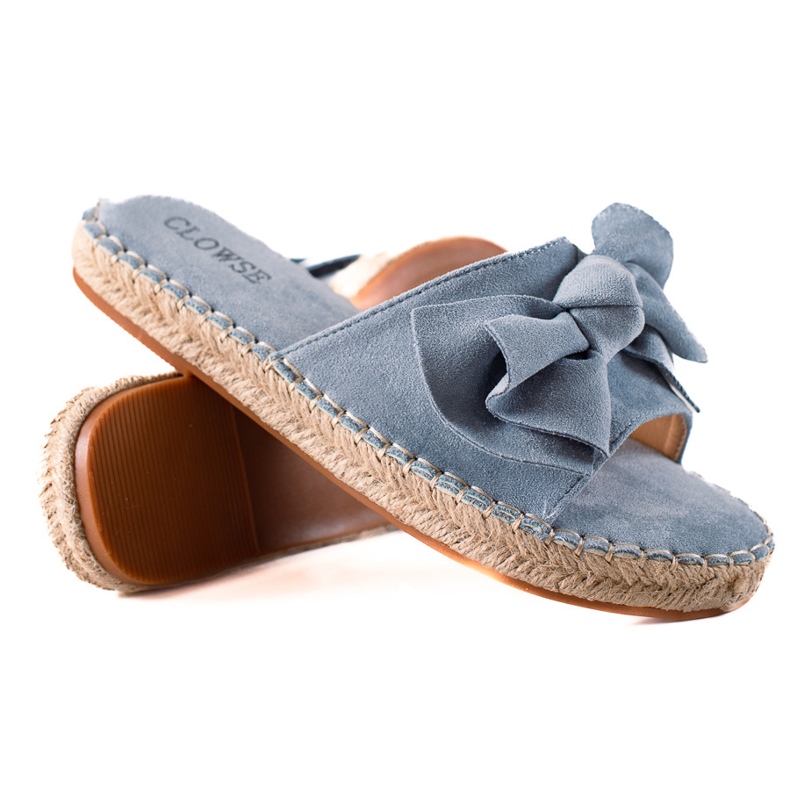 TRENDI Blåa Tofflor Med En Rosett