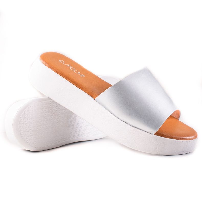 Encor Silver Tofflor På Plattformen silver-