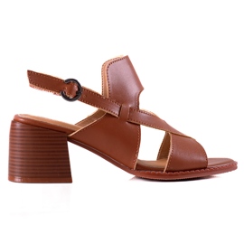 Högklackade sandaler i läder LA.FI brun