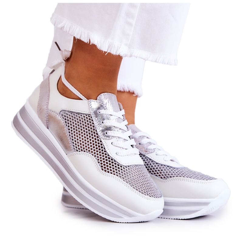 S.Barski Sportskor dam Sneakers Vit-Silver Bourne