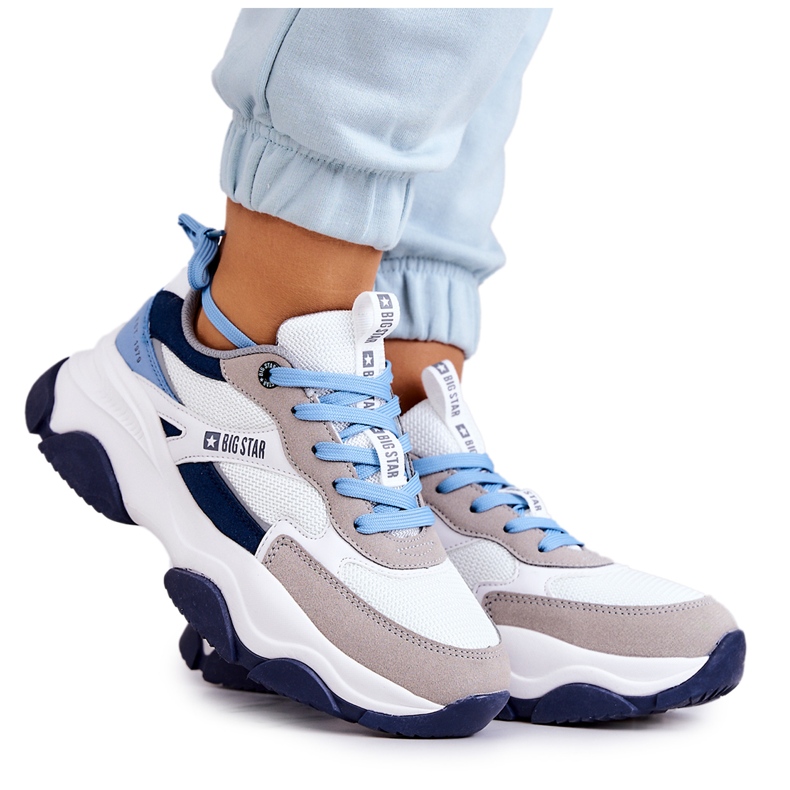 Sneakers dam Sportskor Big Star JJ274580 Vit-Blå marinblå