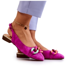 Lewski Shoes Mocka Ballerinas Med Kedja Lewski Skor 3125 Fuchsia rosa