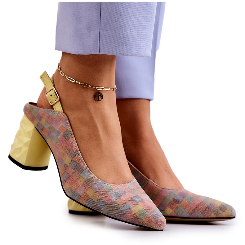 Mocka Pumps On A Post Maciejka 05427-39 Multicolor mångfärgad gul
