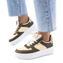 Gröna Manal sneakers för kvinnor beige kaki