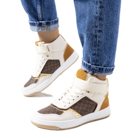 Beige ankelhöga sneakers från Emmers vit brun gyllene gul