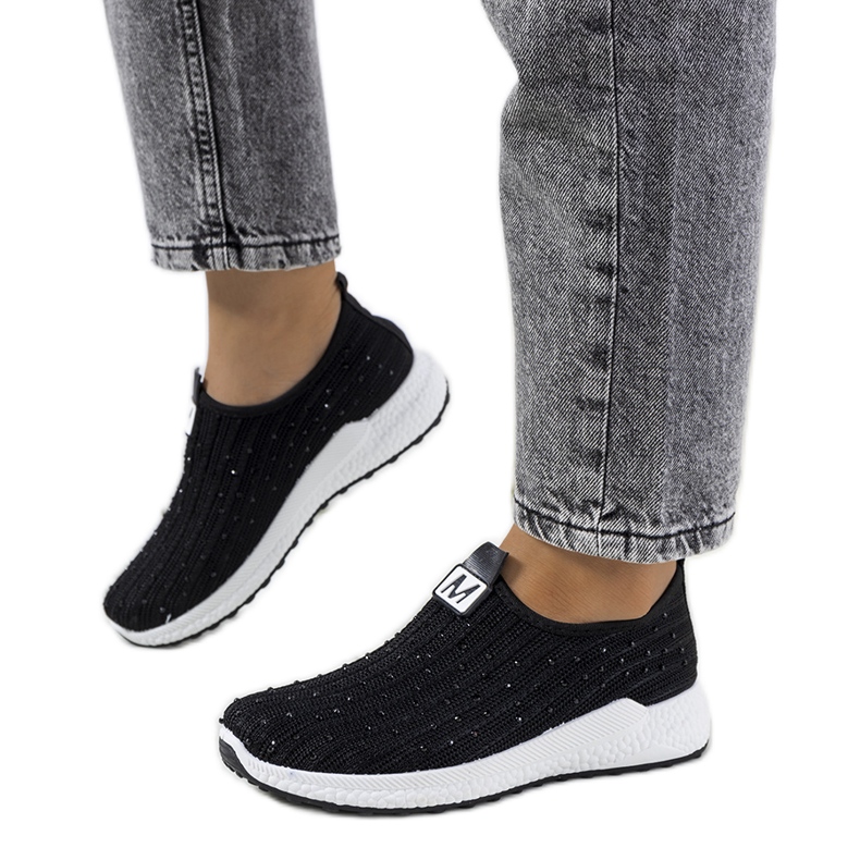 Svarta sneakers med Maasje cubic zirconia