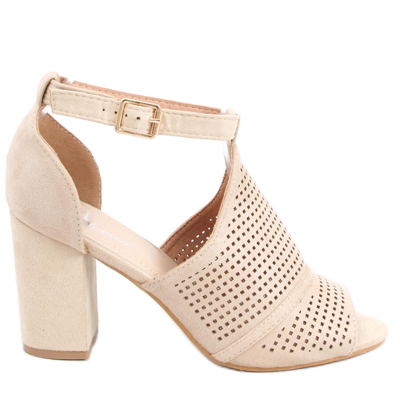 Högklackade genombrutna sandaler Bahati Beige