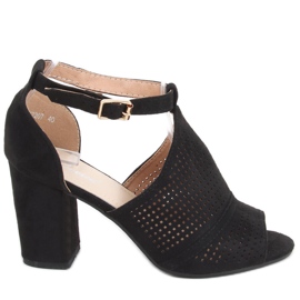 Bahati Svarta högklackade genombrutna sandaler